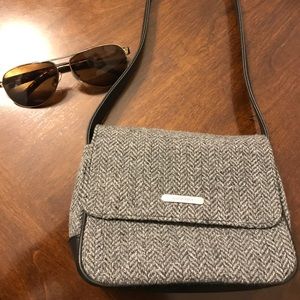 Evan Picone Small Purse - Grey Tweed, Black.